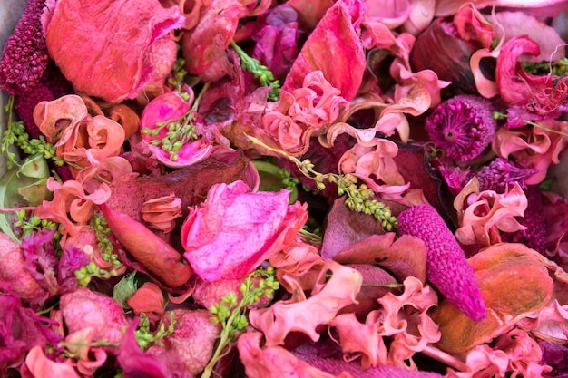 Fond de fleurs pétales séchées