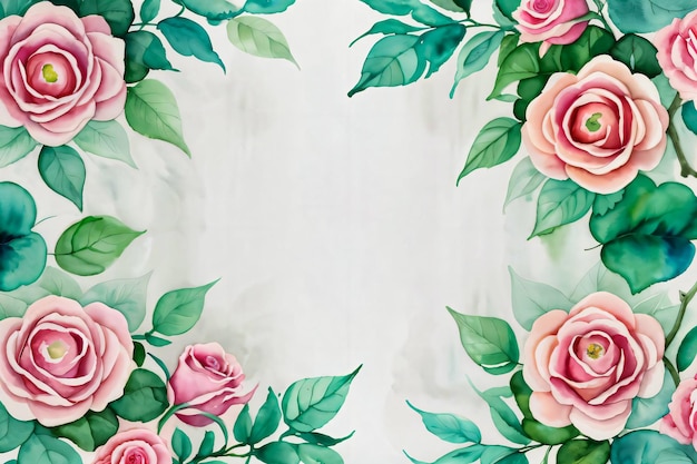 Fond de fleurs roses de style aquarelle pour fond d'écran de texte