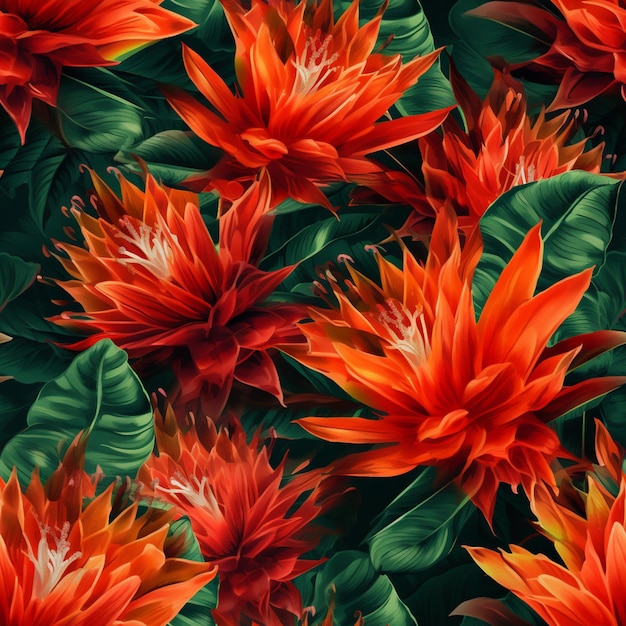 Un fond de fleurs rouge et orange