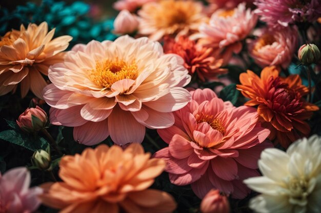 Un fond floral abstrait accrocheur avec un mélange de couleurs audacieuses et subtiles