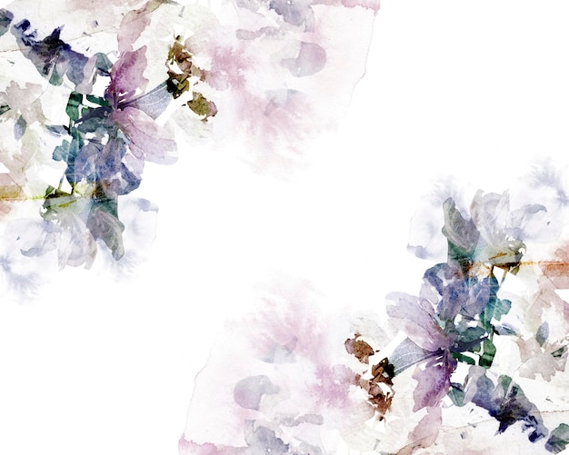 Fond floral abstrait Fleurs aquarelles de couleur pastel Cadre floral Conception d'invitation de mariage