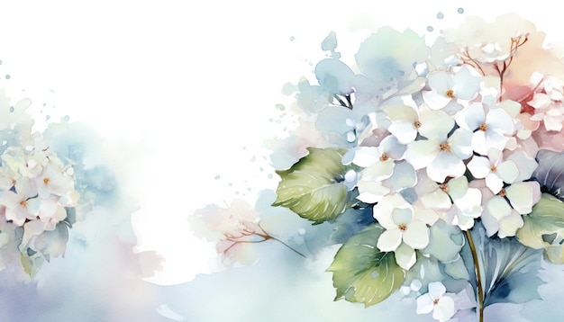 Fond floral aquarelle hortensia blanc