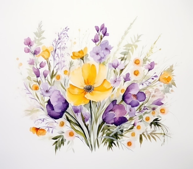 Fond floral aquarelle Illustration AI générative