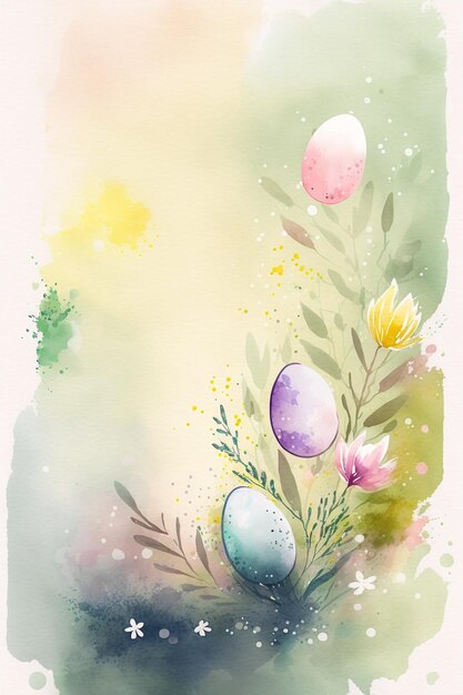 Fond floral aquarelle printemps pâques avec espace copie