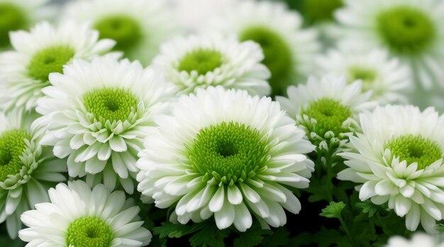 Fond floral de beauté sereine de chrysanthèmes verts et blancs