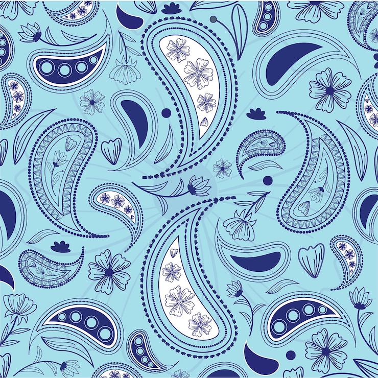 Photo un fond floral bleu ciel coloré avec un motif de paisley