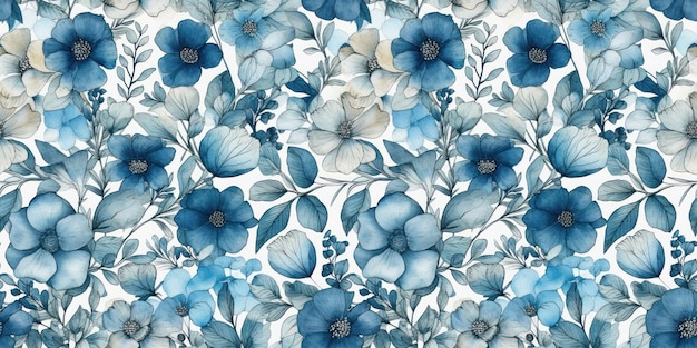 Un fond floral bleu avec un motif floral.