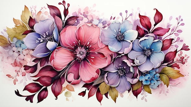 Fond floral coloré de style aquarelle