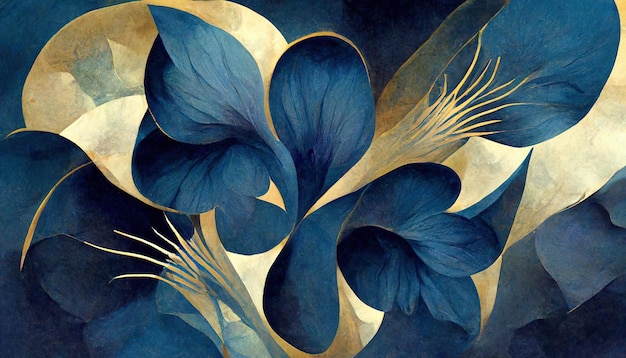 Fond floral élégant dans le style Art Nouveau Illustration 3D de conception de fleurs décoratives rétro