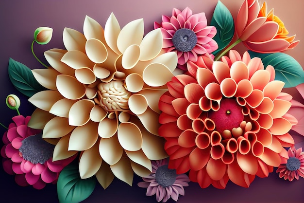 Fond floral élégant dans le style Renaissance Generative Ai