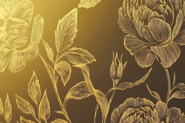 un fond floral avec un motif floral doré