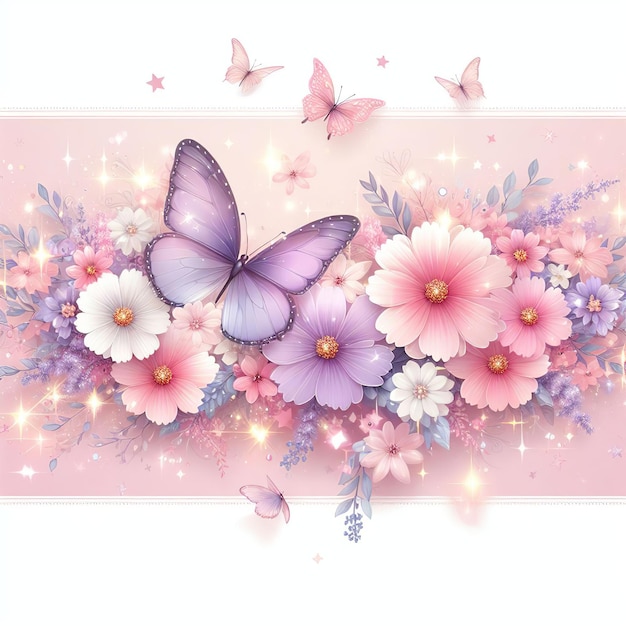 Fond floral avec papillons et fleurs Illustration vectorielle pour votre conception