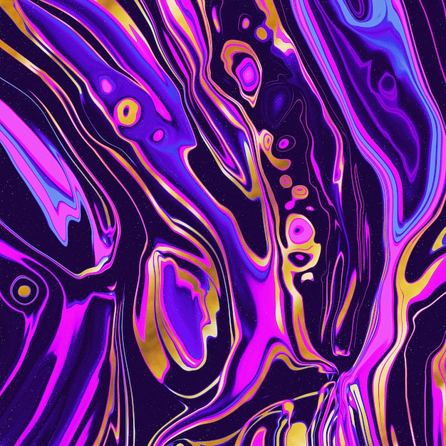Fond fluide violet abstrait avec des accents rose vif et or