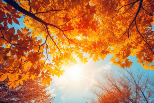 Fond de forêt d'automne Arbre aux couleurs vives