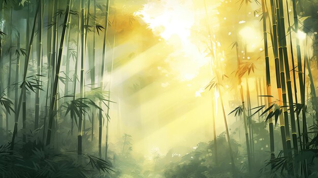 fond de forêt de bambou illustration à l'aquarelle