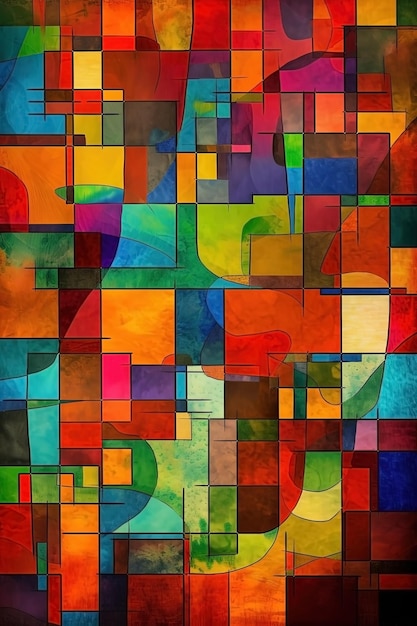 Fond de formes colorées d'art abstrait Peinture d'expressionnisme moderne générée par Ai