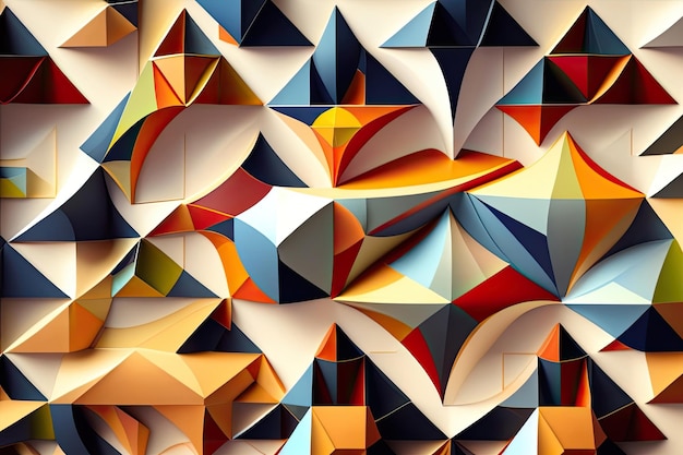 Fond de formes géométriques abstraites et colorées ou art mural ia illustration générative