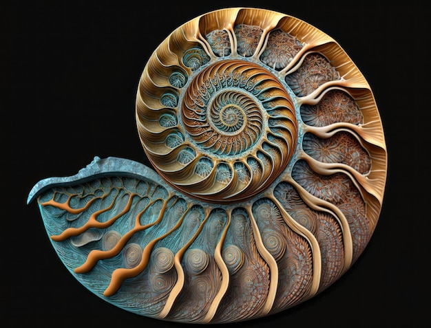 Fond fossile d'ammonite créé avec la technologie Generative AI