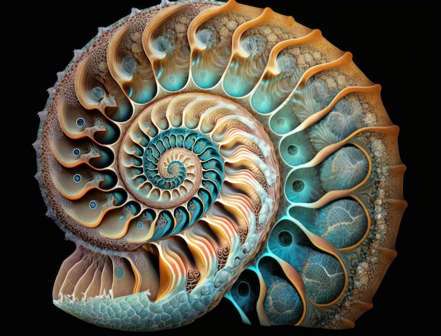 Fond fossile d'ammonite créé avec la technologie Generative AI