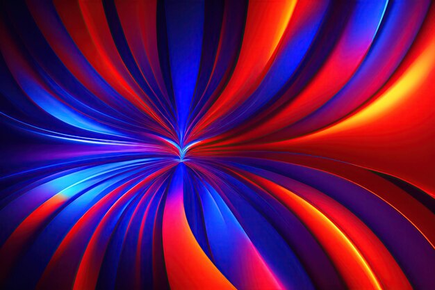 Fond fractal fantastique abstrait de formes bleues et rouges rougeoyantes entrelacées