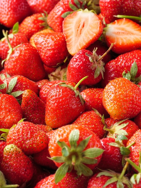 Fond de fraises mûres rouges Bouchent la vue de dessus