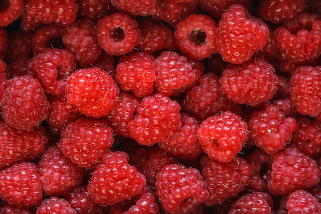 Fond de framboises fraîches, mûres, sucrées et juteuses