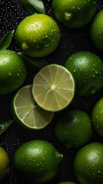 Fond de fruits citron vert juteux tropical