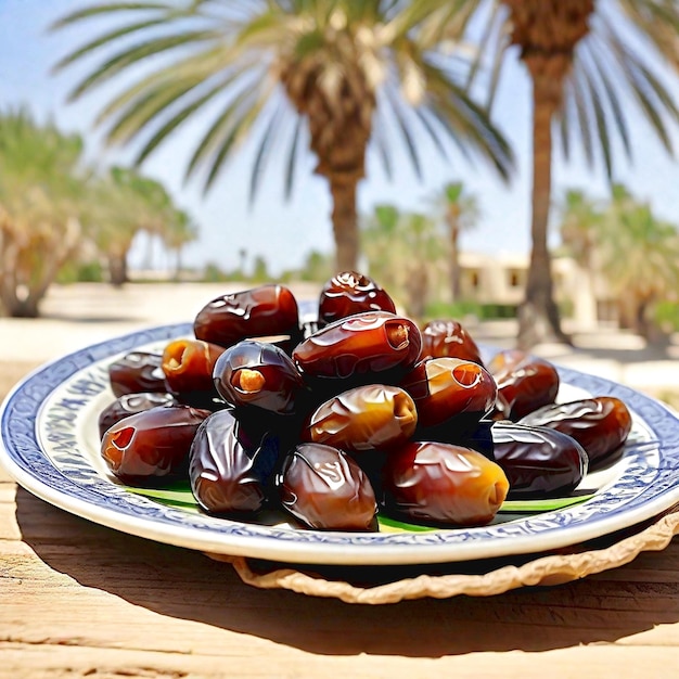 Photo fond de fruits de dattes séchées généré par ai