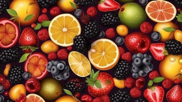 Un fond de fruits avec une image d'un fond de fruits IA générative