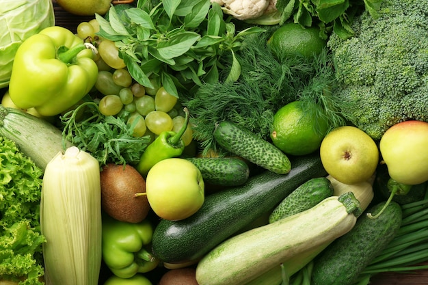 Fond de fruits et légumes verts