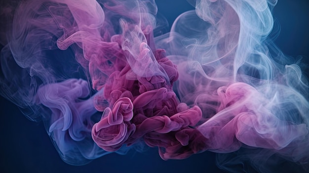 Un fond de fumée avec un beau et délicat mélange de teintes violettes et bleues Creative AI
