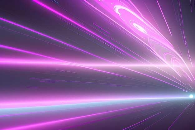 Fond futuriste avec des lignes d'ondes à grande vitesse au néon rougeoyant bleu rose