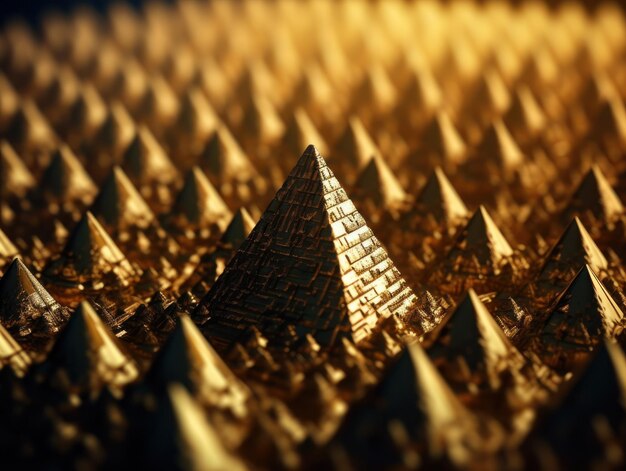 Fond géométrique abstrait futuriste de pyramide dorée créé avec la technologie IA générative