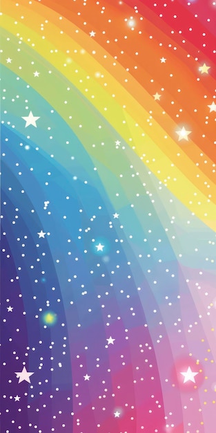 Photo un fond en gradient d'arc-en-ciel avec des étoiles blanches dans une œuvre d'art pour enfants de style dessin animé