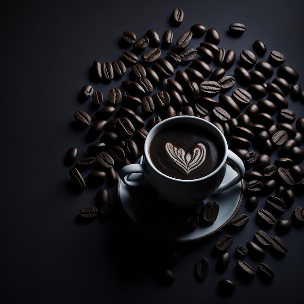 Un fond de grains de café Photo générée par Ai