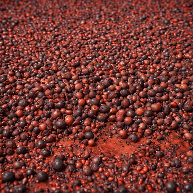 Photo fond grains de café rouges sur une table