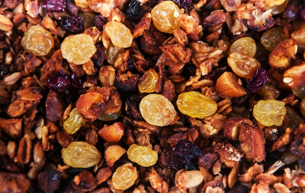 Fond granola à base de noix mélangées