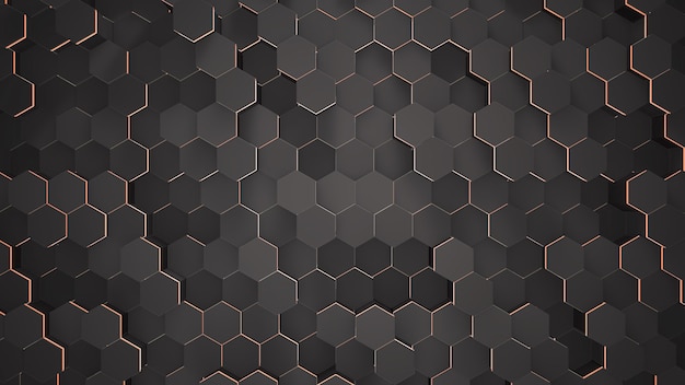 Fond de grille hexagonale noir foncé, abstrait