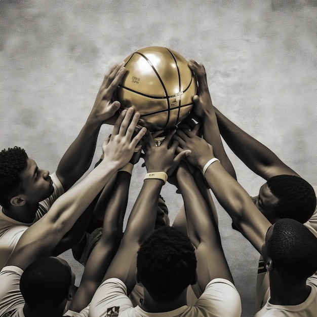 un fond gris clair pour une affiche de basket-ball au milieu