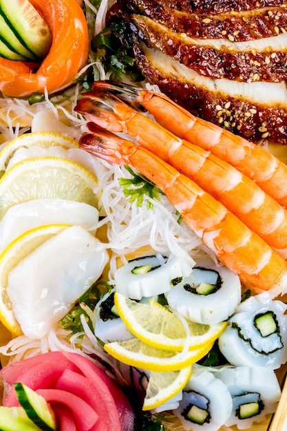 Fond de gros plan de combinaison de fruits de mer