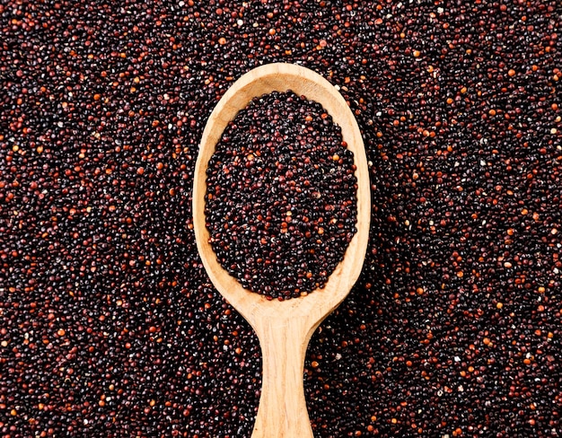 Fond de gros plan de quinoa noir La vue de dessus