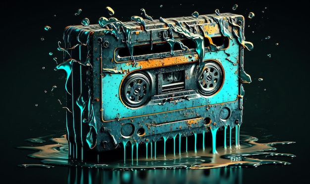 Fond grunge avec une cassette vintage