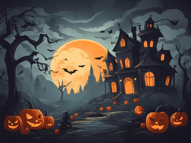 Fond d'Halloween au design plat