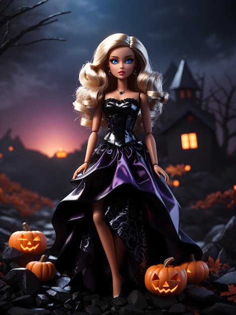 Fond D'halloween Barbie Au Design Plat