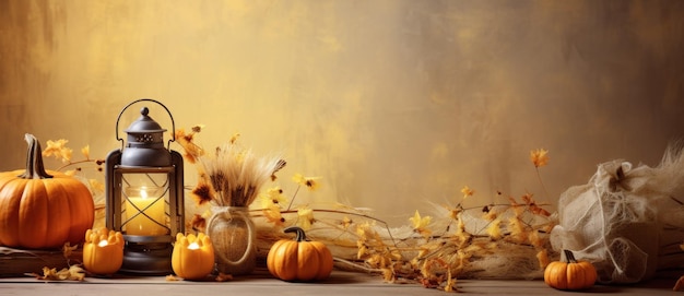 Fond d'Halloween doré avec des citrouilles