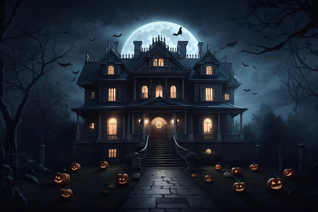 fond d'Halloween effrayant avec un château hanté