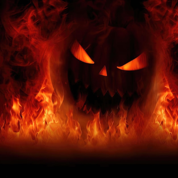 Fond d'Halloween effrayant avec des flammes de feu