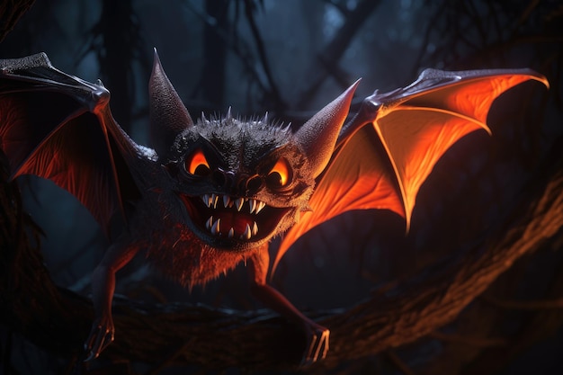 Fond D'Halloween Effrayant Avec Illustration De Chauve-souris Sorcière AI Générative