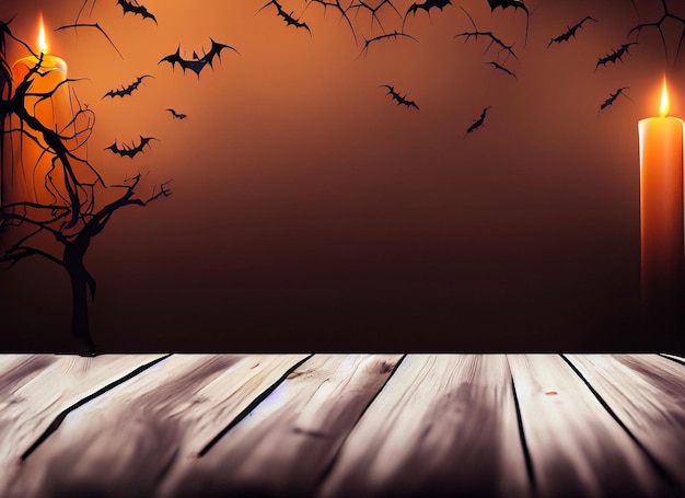 Un fond d'Halloween effrayant avec des planches de bois vides