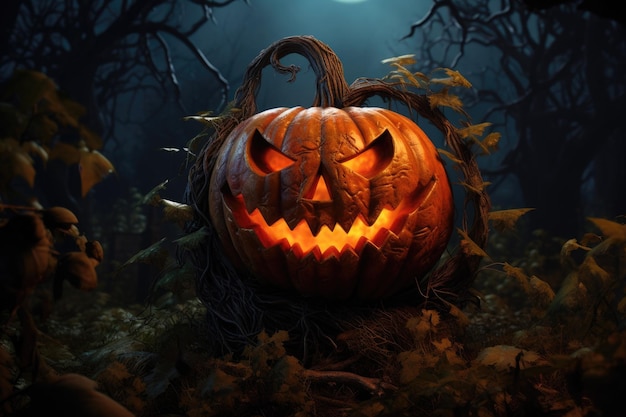 Photo fond d'halloween avec jack o' lantern generative ai